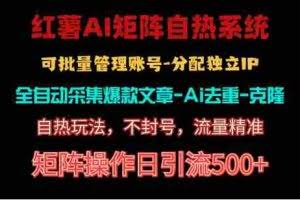 （10828期）红薯矩阵自热系统，独家不死号引流玩法！矩阵操作日引流500+