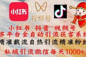 （12301期）小红书，抖音，视频号多平台全自动引流获客系统 精准截流自热引流精准…