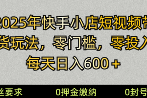 （14185期） 2025快手小店短视频带货模式，零投入，零门槛，每天日入600＋