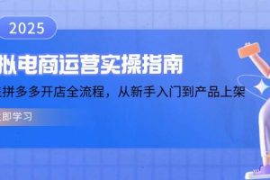 （14153期）虚拟电商运营实操指南，涵盖拼多多开店全流程，从新手入门到产品上架