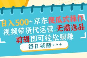 （14123期）日入500+京东傻瓜式操作，视频带货代运营，无需选品剪辑即可轻松躺赚