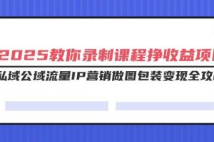 （14486期）2025教你录制课程挣收益项目，私域公域流量IP营销做图包装变现全攻略
