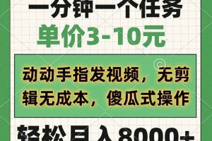 （14494期）一分钟一个任务，单价3-10元，动动手指发视频，无剪辑无成本，傻瓜式操…
