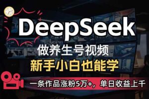 （14199期）小白用DeepSeek做养生号，一条作品涨粉5万+，单日收益上千