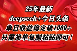 （14672期）25年最新dp+今日头条玩法，单日收益稳定破1000+，只需简单复制粘贴即可！