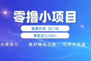 （14510期）零撸小项目免费分享 点赞助力 无任何门槛 手机随时可做  单日收益200＋