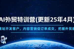（14455期）AI外贸特训营(更新25年4月)，快速建站开发客户，内容营销促订单成交，…
