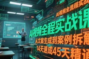 （15172期）AI视频全流程实战课，从文案生成到案例拆解，14天速成45天精通