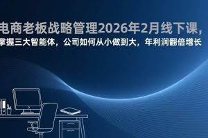 （17417期）电商老板战略管理2026年2月线下课，掌握三大智能体，公司如何从小做到大，年利润翻倍增长