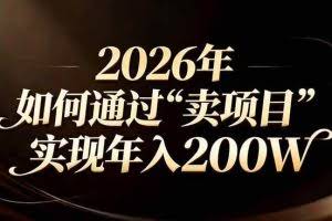 （17309期）站在2026年的十字路口：一个普通人如何通过卖项目实现年入200万