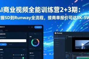 （17235期）AI商业视频全能训练营2+3期：掌握SD到Runway全流程，接商单报价可达5K-5W