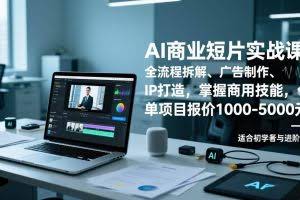 （17050期）AI商业短片实战课，全流程拆解、广告制作、IP打造，掌握商用技能，单项目报价1000-5000元