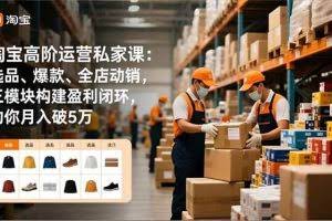 （16865期）淘宝高阶运营私家课：选品、爆款、全店动销，三模块构建盈利闭环，助你月入破5万
