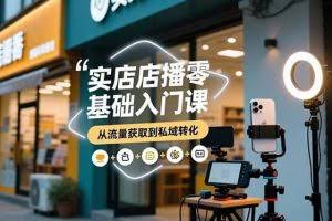 （16733期）实体店播零基础入门课，实体店+短视频+直播+微信生态+私域社群，从流量获取到私域转化