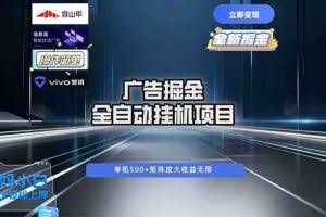 （16620期）广告自动掘金 全自动运行 运行稳定 单机500+ 项目稳定 新手 小白可做