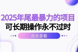 （16316期）2025年尾最暴力的项目可长期操作永不过时