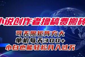 （16305期）小说创作者撸稿费搬砖玩法，单机每天300+小白也能轻松月入过万的保姆级…