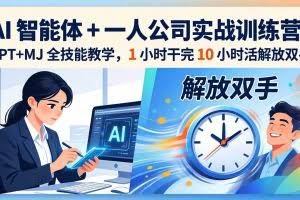 （17834期）AI 智能体 + 一人公司实战训练营：GPT+MJ 全技能教学，1 小时干完 10 小时活解放双手