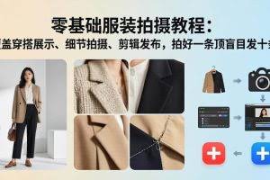 （17829期）零基础服装拍摄教程：覆盖穿搭展示、细节拍摄、剪辑发布，拍好一条顶盲目发十条