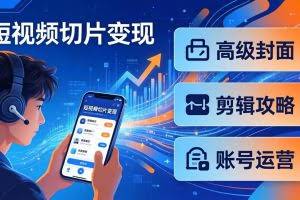 （17758期）短视频切片变现速成班2.0：高级封面+剪辑攻略+账号运营，0基础小白快速入局副业