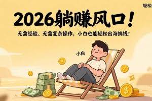 （17436期）2026躺赚风口！无需经验、无需复杂操作，小白也能轻松出海搞钱！