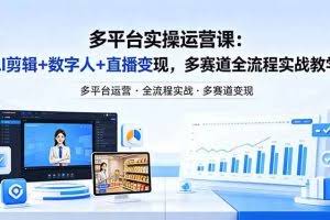 （18193期）某团队多平台实操运营课-更新26年4月25：AI剪辑+数字人+直播变现，多赛道全流程实战教学