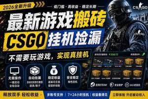 （18182期）最新游戏搬砖，CSGO纯挂机，不需要玩游戏，实现真挂机，月入1W+，五一小高峰上车可吃肉，…