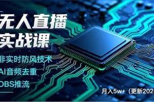 （17958期）无人直播实战课（更新4月），非实时防风技术、AI音频去重、OBS推流，建立技术壁垒，月入5w+