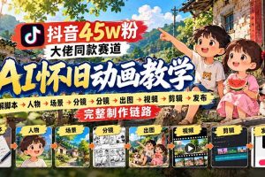 （20781期）抖音45W粉大佬同款赛道AI怀旧动画教学：拆解脚本→人物→场景→分镜→出图→视频→剪辑→发布完整制作链路
